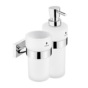 Soap dispenser and glass cup holder