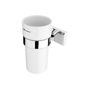 Chrome Cup holder Cup holder. Ceramic cup.