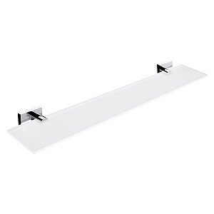 Chrome Shelf without rail, 60 cm Shelf. Extra clear glass, satin . Size 60x11 cm. 8 mm thick glass!