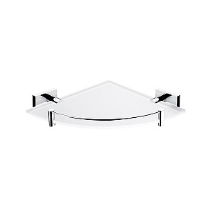 Chrome Corner shelf with rail Corner shelf with rail. Extra clear glass, satin . 8 mm thick glass!