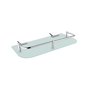 Chrome Shelf with rail, 30 cm Shelf with rail, satin glass 30 cm.