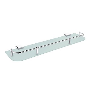 Chrome Shelf with rail, 50 cm Shelf with rail, satin glass 50 cm.
