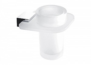 Chrome Toothbrush holder Glass cup holder. Holder made of plexiglass, satin surface finish.