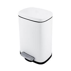 White Dust bin Trash can with removable container. Volume 5 l. matte white surface finish.