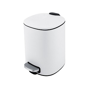 White Dust bin Trash can with removable container. Volume 5 l. matte white surface finish.