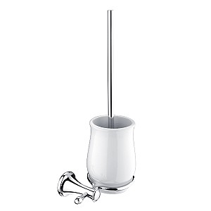 Chrome Toilet brush holder Toilet brush holder. Ceramic container. Brass holder with chrome surface finish.