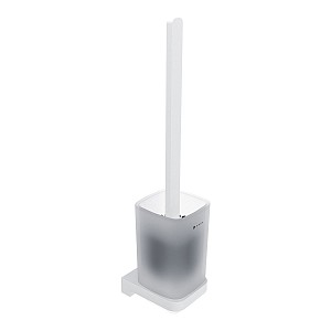 White Toilet brush holder Toilet brush holder. Satin glass container. Chrome handle.