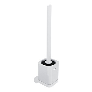 White Toilet brush holder Toilet brush holder. Ceramic container. Chrome handle.