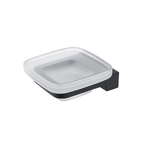 Black Soap dish Soap dish. Satin glass container.