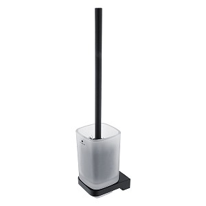 Black Toilet brush holder Toilet brush holder. Satin glass container. Chrome handle.