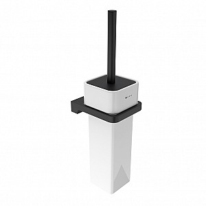 Black Black toilet brush with ceramic wall holder Black toilet brush with wall holder, square handle, tall ceramic bowl.