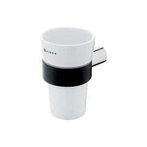 Black Ceramic cup holder Glass cup holder. Ceramic container.
