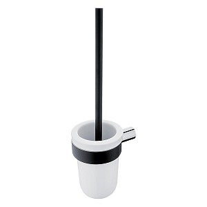 Black Toilet brush holder Toilet brush holder. Ceramic container. Brass holder with chrome surface finish.