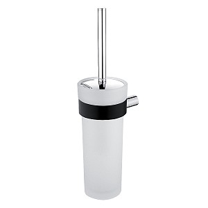 Toilet brush holder Toilet brush holder. Tall container made of satin glass. Chrome brush handle.