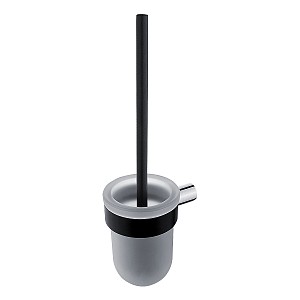 Toilet brush holder Toilet brush holder. Low container made of satin glass. Black matte brush handle.