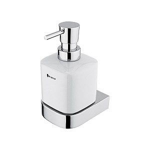 Chrome Soap dispenser, brass pump Soap dispenser. Volume 320 ml. Ceramic container. Brass / chrome pump.
