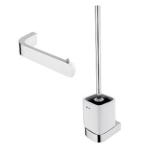 Chrome Bathroom Set - Toilet Brush and Paper Holder Bathroom set with toilet brush and toilet paper holder.