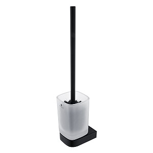 Black Toilet brush holder Toilet brush holder. Satin glass container. Chrome handle.