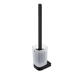 Black Toilet brush holder Toilet brush holder. Satin glass container. Chrome handle.