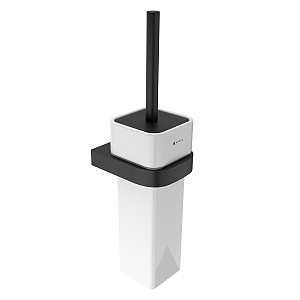 Black Black toilet brush with ceramic wall holder Black toilet brush with wall holder, square handle, tall ceramic bowl.