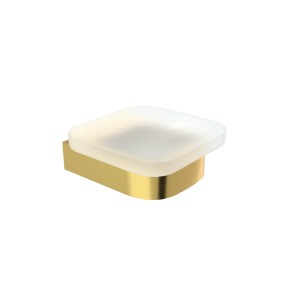 Brushed gold Soap dish Soap dish. Frosted glass container.