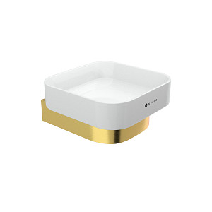 Brushed gold Soap dish Soap dish. Ceramic container.