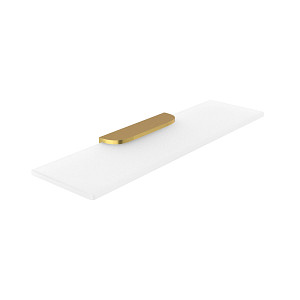 Brushed gold Shelf, 40 cm Shelf. Extra clear frosted glass. Size 40x11 cm. Glass thickness 8 mm.