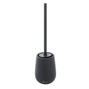 Black Toilet brush holder Toilet brush. Ceramic black matte container. Stainless steel brush handle. Soft-touch Surface.