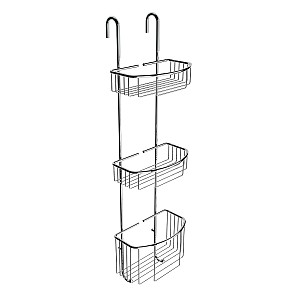 Chrome Hanging wire shelf 3 tier Wire shelf with three baskets for hanging on the shower panel.