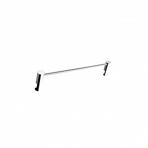 Chrome Rail for shelf, 25 cm Rail for shelf 25 cm. Height of rail 3,5 cm. Maximal thickness of glass 8 mm.