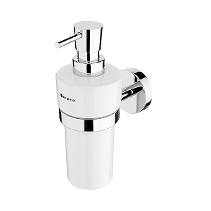 Chrome Soap dispenser, brass pump Soap dispenser. Ceramic container, 300 ml. Pump brass/chrome.