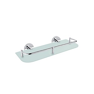 Chrome Shelf with rail, 30 cm Shelf with rail. Satin glass 30 cm.