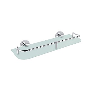 Chrome Shelf with rail, 40 cm Shelf with rail. Satin glass 40 cm.