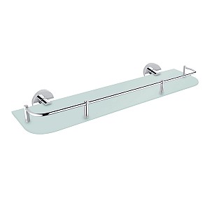 Chrome Shelf with rail, 50 cm Shelf with rail. Satin glass 50 cm.