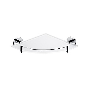 Chrome Corner shelf with rail Corner shelf with rail. Extra clear glass, satin . 8 mm thick glass!