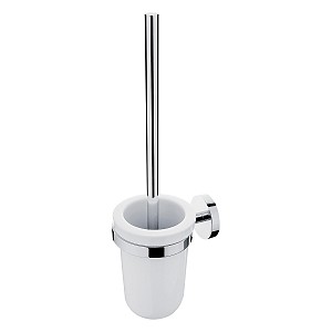 Chrome Toilet brush holder Toilet brush holder. Ceramic container, low. Handle made of brass/chrome.