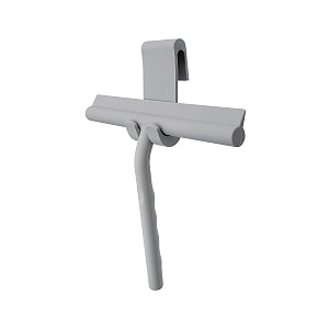 Grey Shower wiper with holder Metal wiper, silicone surface.