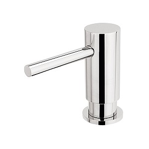 Chrome Built-in dispenser, massive pump diam. 37 mm Built-in soap, disinfectant gel, washing-up liquid dispenser. Massive brass pump of diameter 37 mm. Top filled.