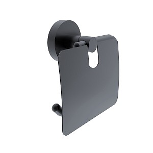 Black Toilet paper holder Toilet paper holder with cover.