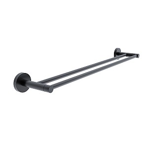 Black Double towel holder, 66 cm Double towel holder. 650 mm long.