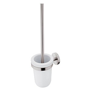 Brushed stainless steel Toilet brush holder Toilet brush holder. Holder made of brushed stainless steel, ceramic container - low.