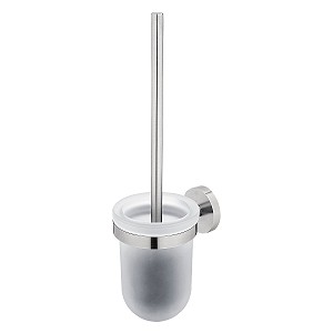 Brushed stainless steel Toilet brush holder Toilet brush holder. Holder made of brushed stainless steel, satin glass container - low.