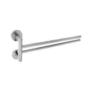 Brushed stainless steel Swivel towel holder, 41 cm. Swivel arm towel holder with two arms. Brushed stainless steel.