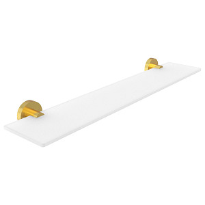 Brushed gold Shelf, 60 cm Shelf. Extra clear frosted glass. Size 60x11 cm. Glass thickness 8 mm!