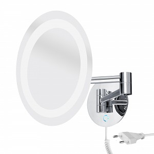 Chrome LED cosmetic mirror LED cosmetic mirror magnification with illuminated touch switch. Temperature 6500 K. Output 8 W.