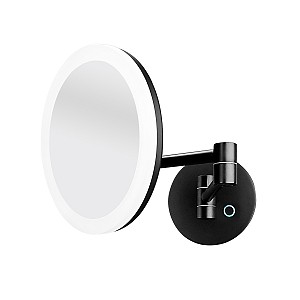 Black LED cosmetic mirror LED cosmetic mirror magnification with illuminated touch switch. Temperature 6500 K. Output 8 W.