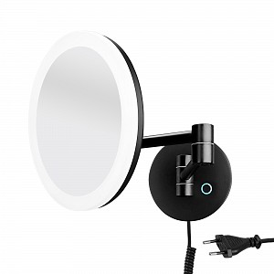 Black LED cosmetic mirror LED cosmetic mirror magnification with illuminated touch switch. Temperature 6500 K. Output 8 W.