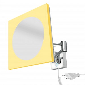 Chrome LED mirror with adjustable color temp. LED cosmetic mirror magnification with illuminated touch switch. Color temperature - coole / warm white 6500 / 2700 K.