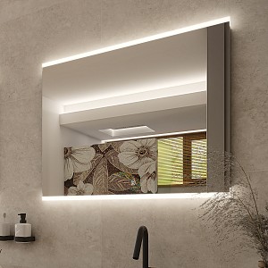 Aluminium LED mirror 800x700 with touch sensor Illuminated bathroom LED mirror. Possibility of setting color temperature from 3000 to 6500 K. Output 24 W. 1728 Lumens.