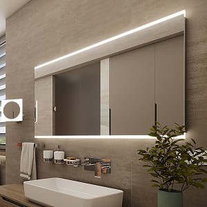 Aluminium LED  mirror 1000x700 Illuminated bathroom LED mirror. Output 29 W, temperature 6000 K. 2088 Lumens.